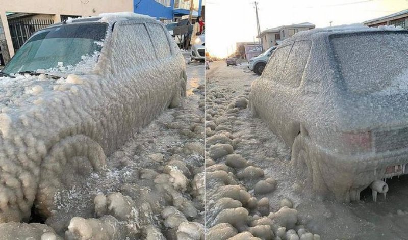 FRÍO EXTREMO EN TIERRA DEL FUEGO: La sensación térmica llegó a -20°, se congelaron los autos
